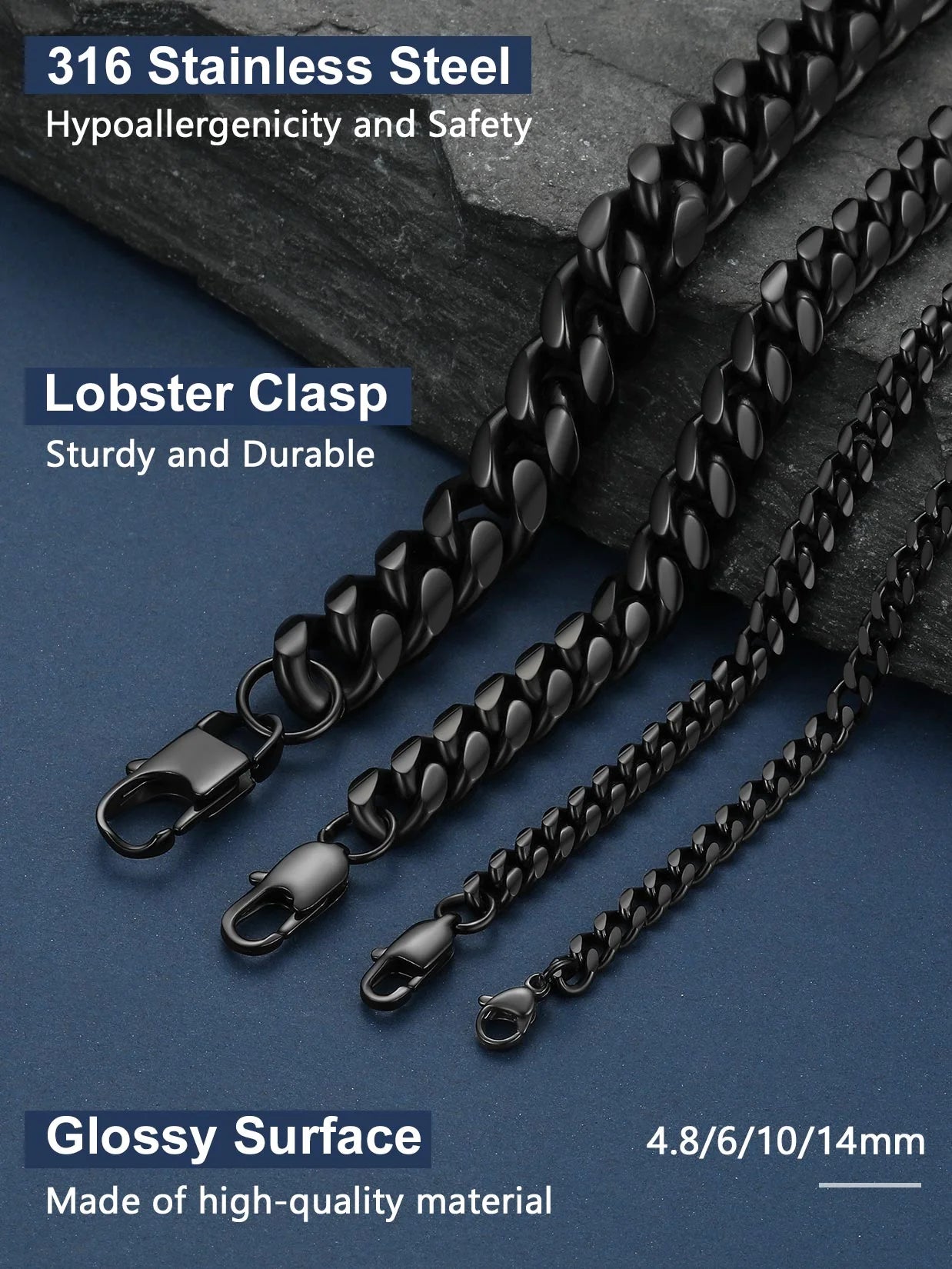 Mens Necklace Chains Stainless Steel Cuban Chain Necklace 24 Inch Jewelry Mens Gifts for Dad