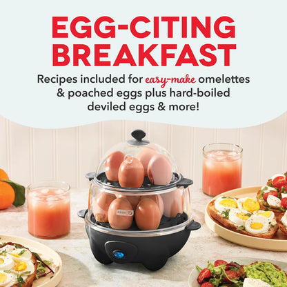 DASH Deluxe Rapid Egg Cooker for Hard Boiled, Poached, Scrambled Eggs, Omelets, Steamed Vegetables, Dumplings & More, 12 Capacity, with Auto Shut off Feature - Black