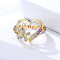 Mother'S Day Gift Hollow Heart English Letter Love Mom Rhinestone Butterfly Finger Ring Jewelry Gift