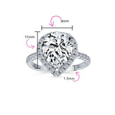 Womens 10CT Pear Shaped Halo Solitaire Engagement Ring CZ Pave Band