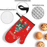 Winter Tree Oven Mitts - and Pot Holder Gloves Women Men Safe Cooking Oven Gloves for BBQ Cooking Housewarming Kitchen Decoration（ Red Oven Mitts Set Red）