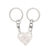 1Pair Cute Love Heart Brick Keychain Couples Keychain Best Friendship for Women Men Separable Key Ring Jewelry Gifts