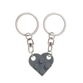 1Pair Cute Love Heart Brick Keychain Couples Keychain Best Friendship for Women Men Separable Key Ring Jewelry Gifts