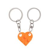 1Pair Cute Love Heart Brick Keychain Couples Keychain Best Friendship for Women Men Separable Key Ring Jewelry Gifts