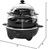 DASH Deluxe Rapid Egg Cooker for Hard Boiled, Poached, Scrambled Eggs, Omelets, Steamed Vegetables, Dumplings & More, 12 Capacity, with Auto Shut off Feature - Black