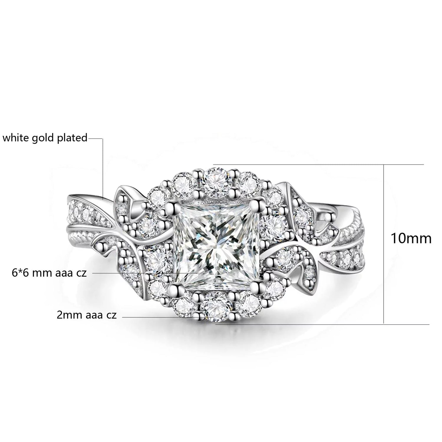 Matching Rings Couple Rings 10Kt White Gold Plated CZ Wedding Ring for Women Men Ring