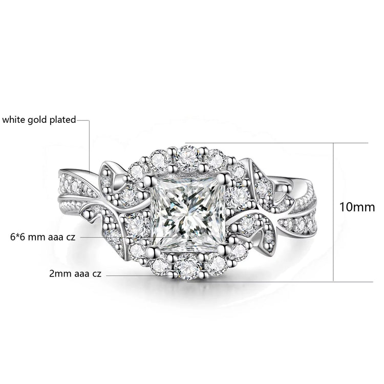 Matching Rings Couple Rings 10Kt White Gold Plated CZ Wedding Ring for Women Men Ring
