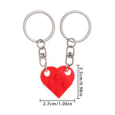 1Pair Cute Love Heart Brick Keychain Couples Keychain Best Friendship for Women Men Separable Key Ring Jewelry Gifts